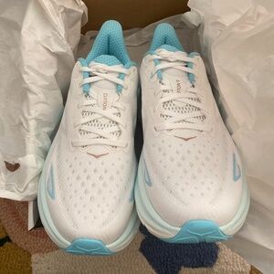 Blue and White Hoka Clifton 9